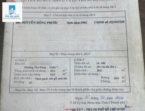 NHÀ MẶT TIỀN HẺM KINH DOANH BUÔN BÁN - P. TÂN HƯNG - QUẬN 7 . 