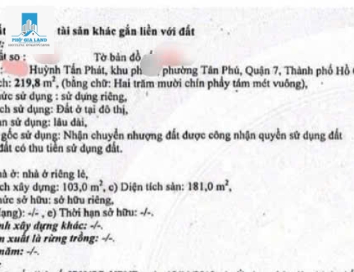 MẶT TIỀN ĐƯỜNG HUỲNH TẤN PHÁT - GẦN GA METRO TÂN MỸ , QUẬN 7 .