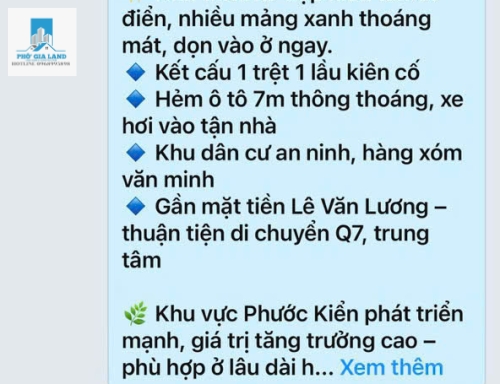 NHÀ XE Ô TÔ NHỰA 7M - LÊ VĂN LƯƠNG , PHƯỚC KIỂN , NHÀ BÈ . 