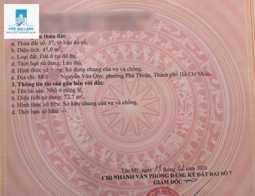NHÀ 2 TẦNG, 3 PHÒNG NGỦ - NGUYỄN VĂN QUỲ, PHÚ THUẬN, QUẬN 7 . 