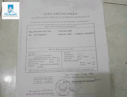 Bán nhà MT đường Huỳnh Tấn Phát, p. Tân Thuận Tây Q7.