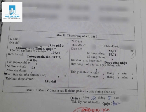NHÀ HẺM XE HƠI - LÝ PHỤC MAN - QUẬN 7 .