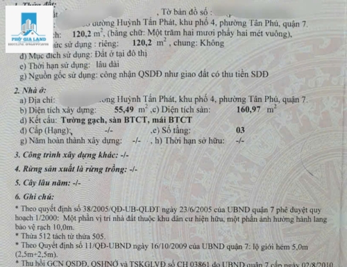 BÁN NHÀ 3 TẦNG - HUỲNH TẤN PHÁT, Q7