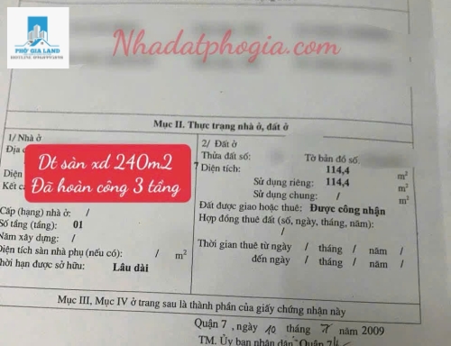 NHÀ 3 TẦNG GÓC MẶT TIỀN ĐƯỜNG XE HƠI KHU LÝ PHỤC MAN – QUẬN 7 .